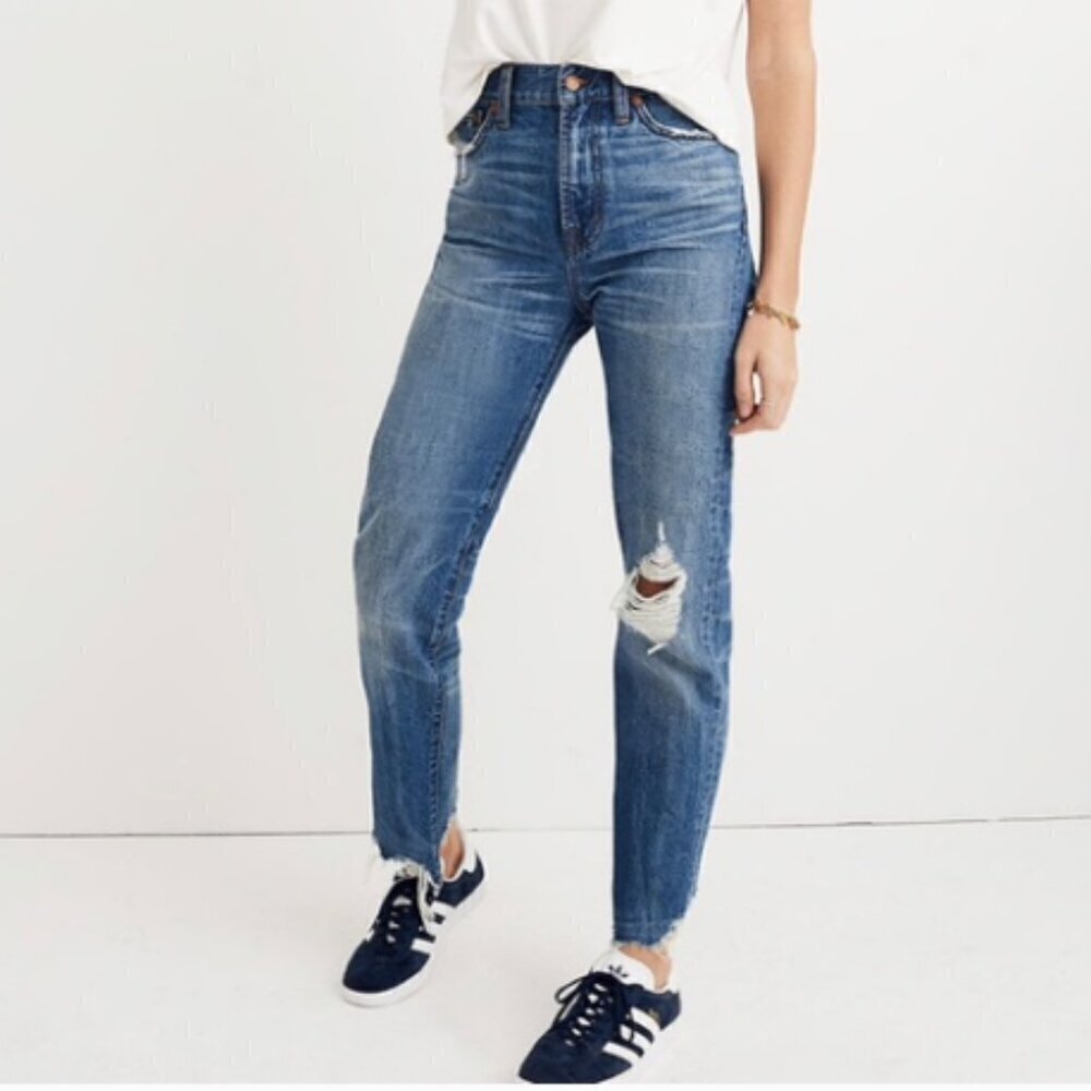 Madewell Perfect Fall Distressed Denim Raw Step Hem Jean 27 E0503